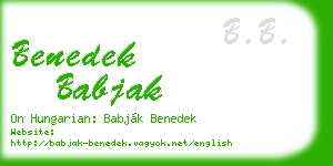 benedek babjak business card